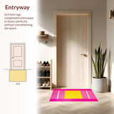 Ultra Soft Area Rug, Non Slip, Stain Resistant, Washable Area Rugs for Living Room, Bedroom, Charming Bright Colorful Pattern(Pink)