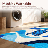Ultra Soft Area Rug, Non Slip, Stain Resistant, Washable Area Rugs for Living Room, Bedroom, Nautical Blue Ocean Living Room Washable Carpet(Blue)