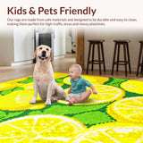 Ultra Soft Area Rug, Non Slip, Stain Resistant, Washable Area Rugs for Living Room, Bedroom, Joyful Kitchen Citrus Arrangement(Yellow)