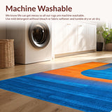 Ultra Soft Area Rug, Non Slip, Stain Resistant, Washable Area Rugs for Living Room, Bedroom, Stylish Watercolor Inspired Motif(Orange)