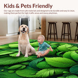 Ultra Soft Area Rug, Non Slip, Stain Resistant, Washable Area Rugs for Living Room, Bedroom, 3D Leaf Nature-Inspired Bath Rug for Boho Decor(Green)