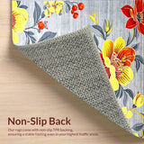 Ultra Soft Area Rug, Non Slip, Stain Resistant, Washable Area Rugs for Living Room, Bedroom, Charming Pastel Botanical Motif(Yellow)