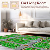 Ultra Soft Area Rug, Non Slip, Stain Resistant, Washable Area Rugs for Living Room, Bedroom, Lively Roadway Exploration Scene(Green)