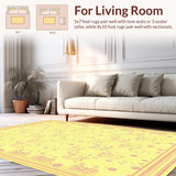 Ultra Soft Area Rug, Non Slip, Stain Resistant, Washable Area Rugs for Living Room, Bedroom, Trendy Color Blocked Round Rug(Yellow)