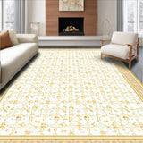 Ultra Soft Area Rug, Non Slip, Stain Resistant, Washable Area Rugs for Living Room, Bedroom, Rustic Textured Floral Embellishment(Beige)