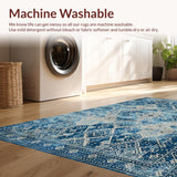 Ultra Soft Area Rug, Non Slip, Stain Resistant, Washable Area Rugs for Living Room, Bedroom, Chic Abstract Diamond Pattern(Blue)