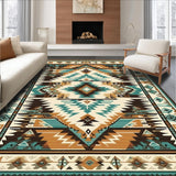 Ultra Soft Area Rug, Non Slip, Stain Resistant, Washable Area Rugs for Living Room, Bedroom, Bold Colorful Ethnic Artistry(Brown)