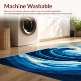 Ultra Soft Area Rug, Non Slip, Stain Resistant, Washable Area Rugs for Living Room, Bedroom, Tranquil Oceanic Abstract Waves(Blue)