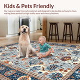 Ultra Soft Area Rug, Non Slip, Stain Resistant, Washable Area Rugs for Living Room, Bedroom, Vibrant Floral Medallion Artwork(Gray)