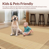Ultra Soft Area Rug, Non Slip, Stain Resistant, Washable Area Rugs for Living Room, Bedroom, Trendy Subtle Geometric Arrangement(Beige)