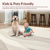Ultra Soft Area Rug, Non Slip, Stain Resistant, Washable Area Rugs for Living Room, Bedroom, Long Runner Featuring a Subtle Wave Design in Beige(Beige)