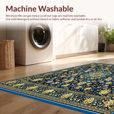Ultra Soft Area Rug, Non Slip, Stain Resistant, Washable Area Rugs for Living Room, Bedroom, Large Floral(Blue)