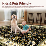 Ultra Soft Area Rug, Non Slip, Stain Resistant, Washable Area Rugs for Living Room, Bedroom, Rustic Tiled Pattern Diversity(Black)