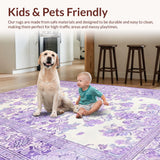 Ultra Soft Area Rug, Non Slip, Stain Resistant, Washable Area Rugs for Living Room, Bedroom, Luxurious Fluffy Modern Geometric(Purple)