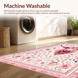 Ultra Soft Area Rug, Non Slip, Stain Resistant, Washable Area Rugs for Living Room, Bedroom, Playful Rustic Sheep Imagery(Pink)