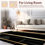 Ultra Soft Area Rug, Non Slip, Stain Resistant, Washable Area Rugs for Living Room, Bedroom, Sleek Contemporary Linear Design(Gold)