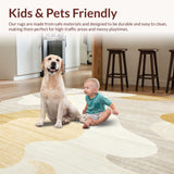 Ultra Soft Area Rug, Non Slip, Stain Resistant, Washable Area Rugs for Living Room, Bedroom, Beige Abstract Area Chic Design(Beige)