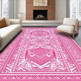 Ultra Soft Area Rug, Non Slip, Stain Resistant, Washable Area Rugs for Living Room, Bedroom, Whimsical Pink and Black Waves(Pink)