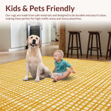 Ultra Soft Area Rug, Non Slip, Stain Resistant, Washable Area Rugs for Living Room, Bedroom, Vibrant Half Circle Design(Yellow)