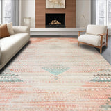 Ultra Soft Area Rug, Non Slip, Stain Resistant, Washable Area Rugs for Living Room, Bedroom, Elegant Pastel Lattice Pattern(Pink)
