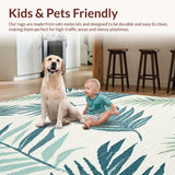 Ultra Soft Area Rug, Non Slip, Stain Resistant, Washable Area Rugs for Living Room, Bedroom, Tropical Leaf Inspired Aesthetic(Beige)