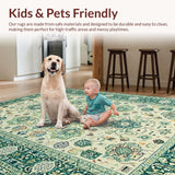 Ultra Soft Area Rug, Non Slip, Stain Resistant, Washable Area Rugs for Living Room, Bedroom, Charming Vintage Lattice Influence(Ivory)