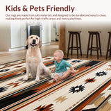 Ultra Soft Area Rug, Non Slip, Stain Resistant, Washable Area Rugs for Living Room, Bedroom, Vibrant Ethnic Tiled Design(Brown)