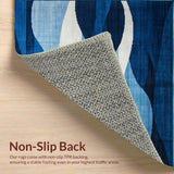 Ultra Soft Area Rug, Non Slip, Stain Resistant, Washable Area Rugs for Living Room, Bedroom, Contemporary Abstract Curved Design(Blue)