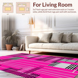 Ultra Soft Area Rug, Non Slip, Stain Resistant, Washable Area Rugs for Living Room, Bedroom, Bold Modern Striped Decorative Element(Pink)