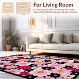 Ultra Soft Area Rug, Non Slip, Stain Resistant, Washable Area Rugs for Living Room, Bedroom, Minimalist Black and Pink Palette(Pink)