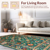 Ultra Soft Area Rug, Non Slip, Stain Resistant, Washable Area Rugs for Living Room, Bedroom, Rustic Green Botanical Inspiration(Green)