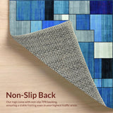 Ultra Soft Area Rug, Non Slip, Stain Resistant, Washable Area Rugs for Living Room, Bedroom, Vibrant Abstract Geometric Composition(Blue)