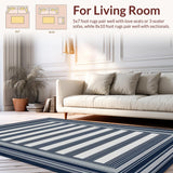 Ultra Soft Area Rug, Non Slip, Stain Resistant, Washable Area Rugs for Living Room, Bedroom, Serene Earth Toned Lattice Style(Blue)