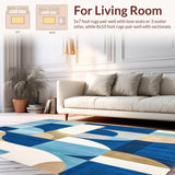 Ultra Soft Area Rug, Non Slip, Stain Resistant, Washable Area Rugs for Living Room, Bedroom, Vibrant Area Eco Friendly Reversible Mat for Patios(Blue)