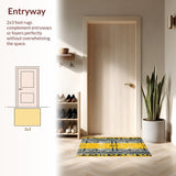 Ultra Soft Area Rug, Non Slip, Stain Resistant, Washable Area Rugs for Living Room, Bedroom, Non-Slip Grey Yellow Kitchen Area Rug(Yellow)