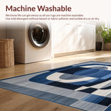 Ultra Soft Area Rug, Non Slip, Stain Resistant, Washable Area Rugs for Living Room, Bedroom, Deep Blues And Gray Modern Geometric Area With Sharp Lines(Blue)
