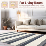 Ultra Soft Area Rug, Non Slip, Stain Resistant, Washable Area Rugs for Living Room, Bedroom, Stylish Contemporary Graphic Stripe Expression(White)