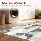 Ultra Soft Area Rug, Non Slip, Stain Resistant, Washable Area Rugs for Living Room, Bedroom, Luxurious Textured Cream Wave(Gray)