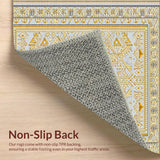 Ultra Soft Area Rug, Non Slip, Stain Resistant, Washable Area Rugs for Living Room, Bedroom, Vintage Retro Half-Moon Style(Gold)