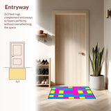 Ultra Soft Area Rug, Non Slip, Stain Resistant, Washable Area Rugs for Living Room, Bedroom, Fun Interactive Colorful Hopscotch Theme(Blue)