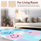 Ultra Soft Area Rug, Non Slip, Stain Resistant, Washable Area Rugs for Living Room, Bedroom, Whimsical Colorful Character Pattern(Blue)