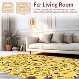 Ultra Soft Area Rug, Non Slip, Stain Resistant, Washable Area Rugs for Living Room, Bedroom, Trendy Minimalist Floral Display(Yellow)