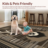Ultra Soft Area Rug, Non Slip, Stain Resistant, Washable Area Rugs for Living Room, Bedroom, Modern Rustic Blend of Textures(Brown)