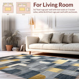 Ultra Soft Area Rug, Non Slip, Stain Resistant, Washable Area Rugs for Living Room, Bedroom, Sleek Modern Tiled Aesthetic(Gray)