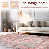 Ultra Soft Area Rug, Non Slip, Stain Resistant, Washable Area Rugs for Living Room, Bedroom, Vibrant Abstract Circle Motif(Pink)