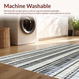 Ultra Soft Area Rug, Non Slip, Stain Resistant, Washable Area Rugs for Living Room, Bedroom, KaHouen Modern Stripe Accent Rug Black and White Outdoor Carpet(Black)