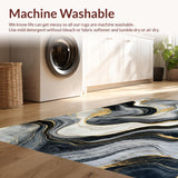 Ultra Soft Area Rug, Non Slip, Stain Resistant, Washable Area Rugs for Living Room, Bedroom, Chic Gray and Gold Composition(Black)