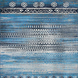 Ultra Soft Area Rug, Non Slip, Stain Resistant, Washable Area Rugs for Living Room, Bedroom, Vibrant Low Pile Geometric Aesthetic(Blue)