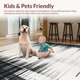Ultra Soft Area Rug, Non Slip, Stain Resistant, Washable Area Rugs for Living Room, Bedroom, Inkwell Stripe: Casual Cotton Rug, Graphic Black and White Lines(Black)