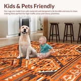 Ultra Soft Area Rug, Non Slip, Stain Resistant, Washable Area Rugs for Living Room, Bedroom, Lively Orange Trellis Design(Orange)